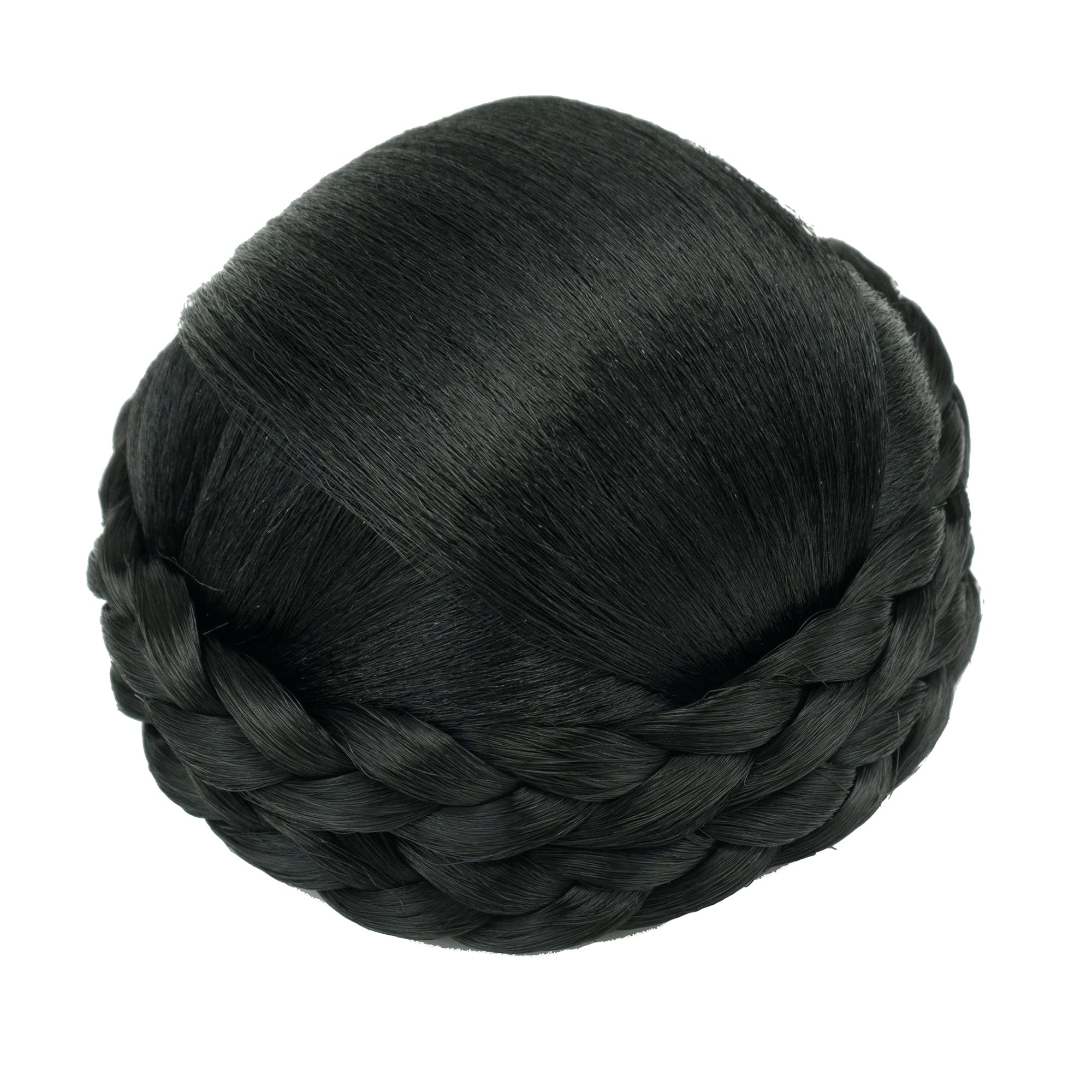 IMISSU Small Size Hair Bun Wigs Updo Styles Braided Chignon Dancer Hair Covers Donut Hairpiece Scrunchie (Black)