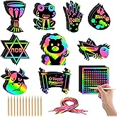 JULMELON 36 PCS Passover Crafts, Rainbow Scratch Paper Art for Passover Gifts Magic Color Passover Scratch Off Cards for Activities DIY Drawing Project Party Favors