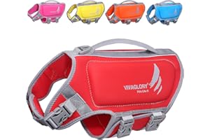 VIVAGLORY Lightweight Dog Life Jacket, Pet Life Preserver Life Vest Skin-Friendly Neoprene for Small Dogs with D-Ring and Quick Release Buckle, Red