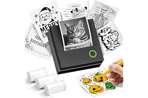 Sticker Printer PM290C Mini Printer Portable Print Pod,Wireless Bluetooth Sticker Maker with 3 Rolls Paper,Inkless Thermal Pr