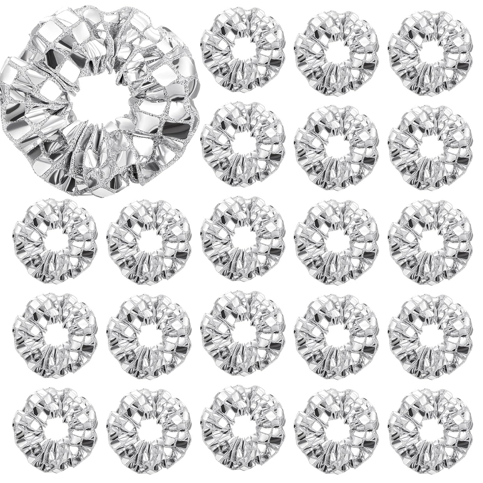 Photo 1 of Lyrow 24 Pcs Disco Ball Sequin Hair Scrunchies Bulk Last Disco Bachelorette Party Favors Silver Metallic Hair Bobbles Elastics Ponytail Holders Mirror Ball Retro 70s 80s 90s Birthday Bridal Shower
