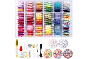 Needbrock 1060 Pcs String Bracelet Kit, Friendship Bracelets String Making Kit Including 110 Colors Embroidery Floss, 900 Beads and 50 Cross-Stitch Tool, String Kit for Friendship Bracelet Making