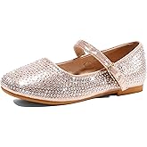 shoeslocker Girl Dress Shoes-Little Girl Mary Jane Shoes Wedding Party Casual Soft Walking Rosegold Size 11