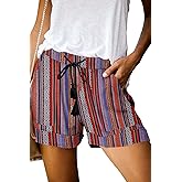QUEEN PLUS Womens Casual Shorts Comfy Elastic Waist Drawstring Pocket Shorts Pants
