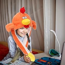 Bubblepompom Chicken Hat with Ears Moving Jumping