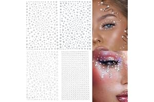 LAPOHI 2116 pcs Self Adhesive Rhinestones and Pearls for Makeup Eyes Face 6 Sheets Clear Rhinestones Stickers Pearl Stickers Bling Gems Jewels Stickers for DIY (Sparkling)