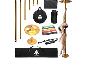 ASTORELA Gold Stripper Pole for Home - 7-10ft Adjustable Gold Pole Dance Pole for Home - Portable Dance Pole - Dancing Pole - Spinning and Static Pole for Dancing - Stripper Pole Apartment Friendly