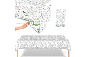 rookea Easter Coloring Tablecloth 54x108Inch Kids Easter Bunny Egg Paper Table Cover Giant Coloring Poster Interactive Easter Activity for Kids Classroom Wall Décor Easter Party Favor Supplies