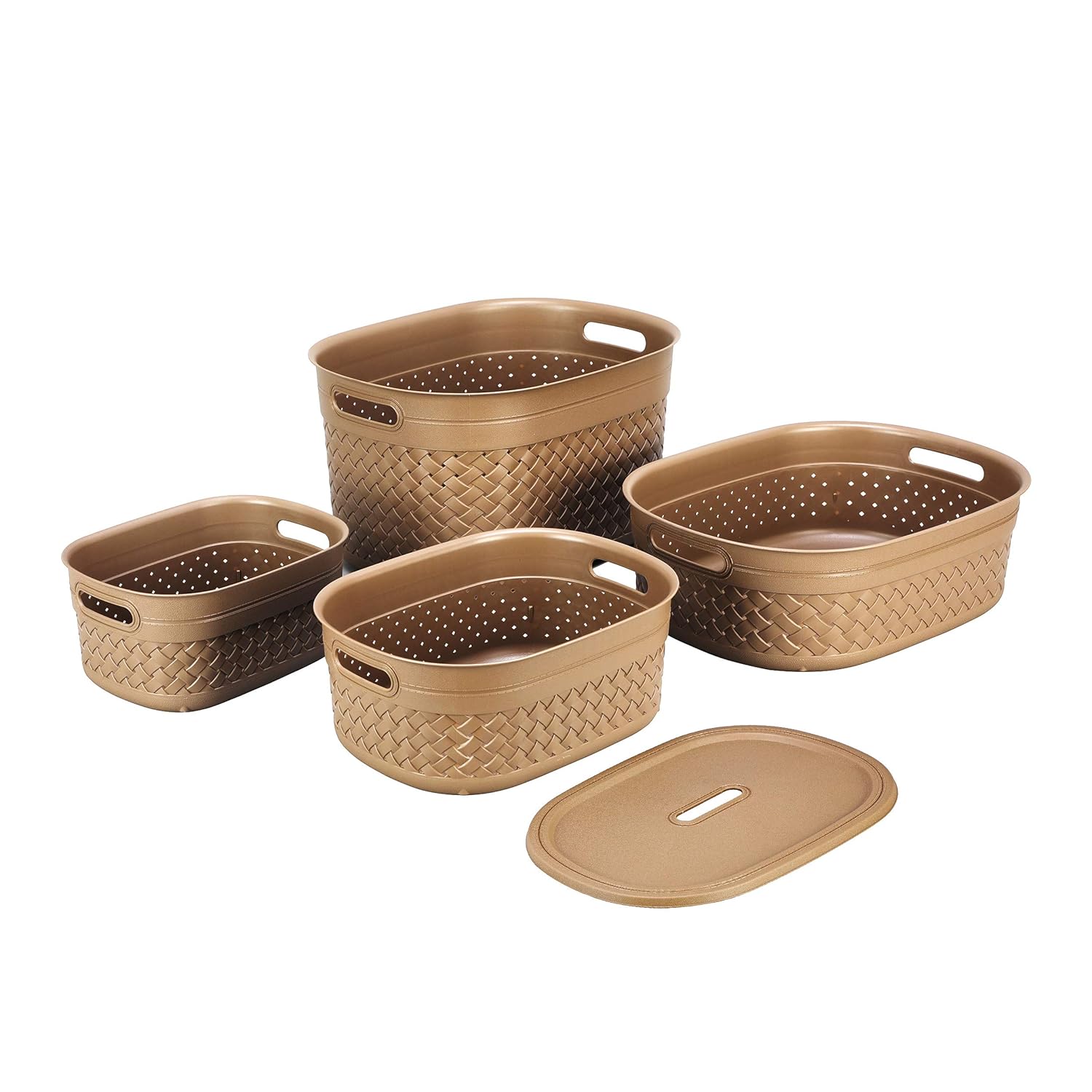 Kolorr Stitch Baskets Pack of 4 for Home Storage (1 Small / 1 Medium
