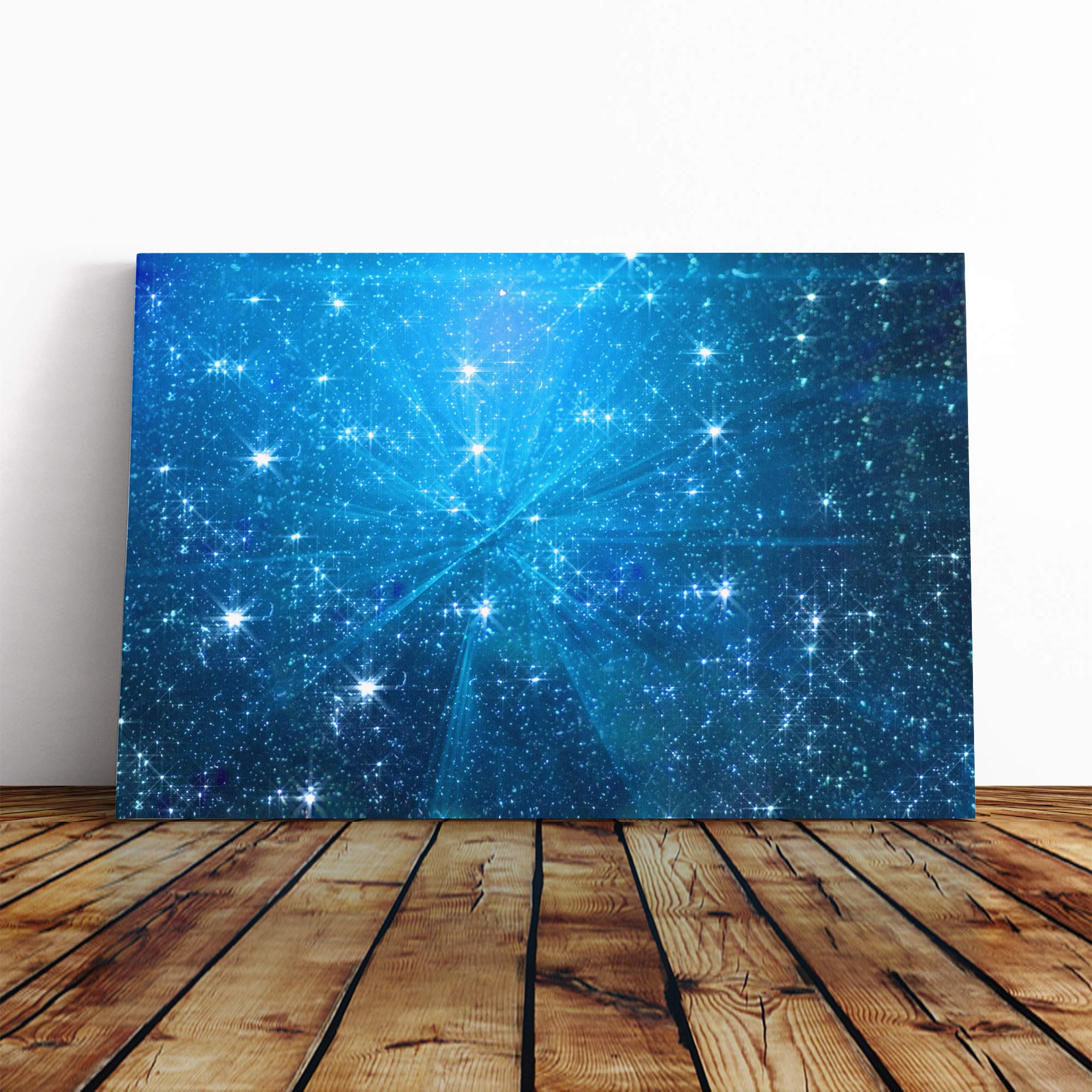 Wall Blue Abstract Art (26) Canvas Print | Gallery Wrapped 30mm Frame Wall Art | 20x14 inches | Ready to Hang | Abstract Picture | Living Room Bedroom Lounge Office