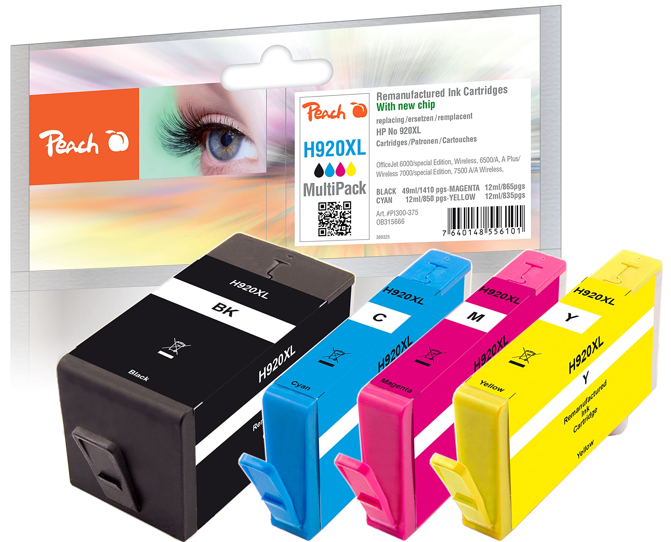 Peach PI300-375 Combi Pack with Chip for HP No. 920XL