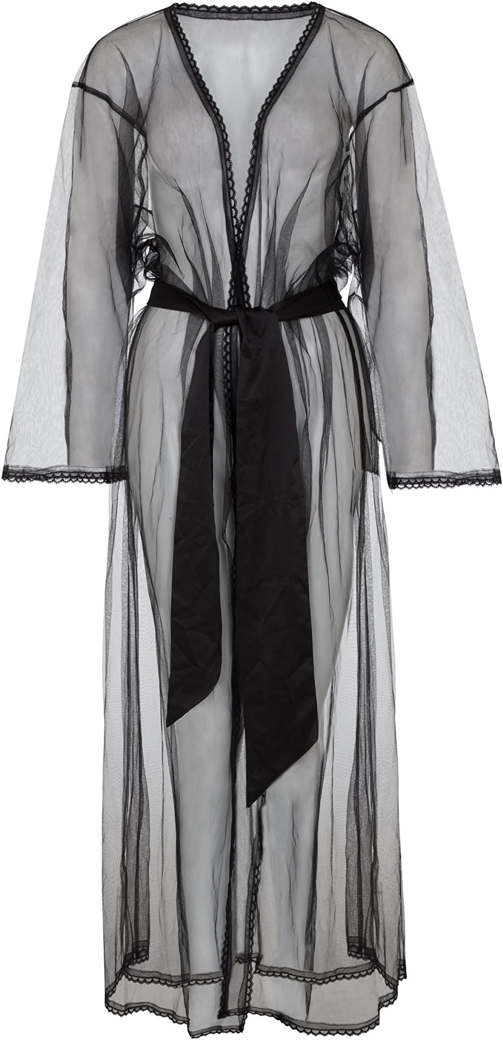 Playful Promises Gabi Fresh Womens Ladies Black Sheer Tulle Robe Nightwear