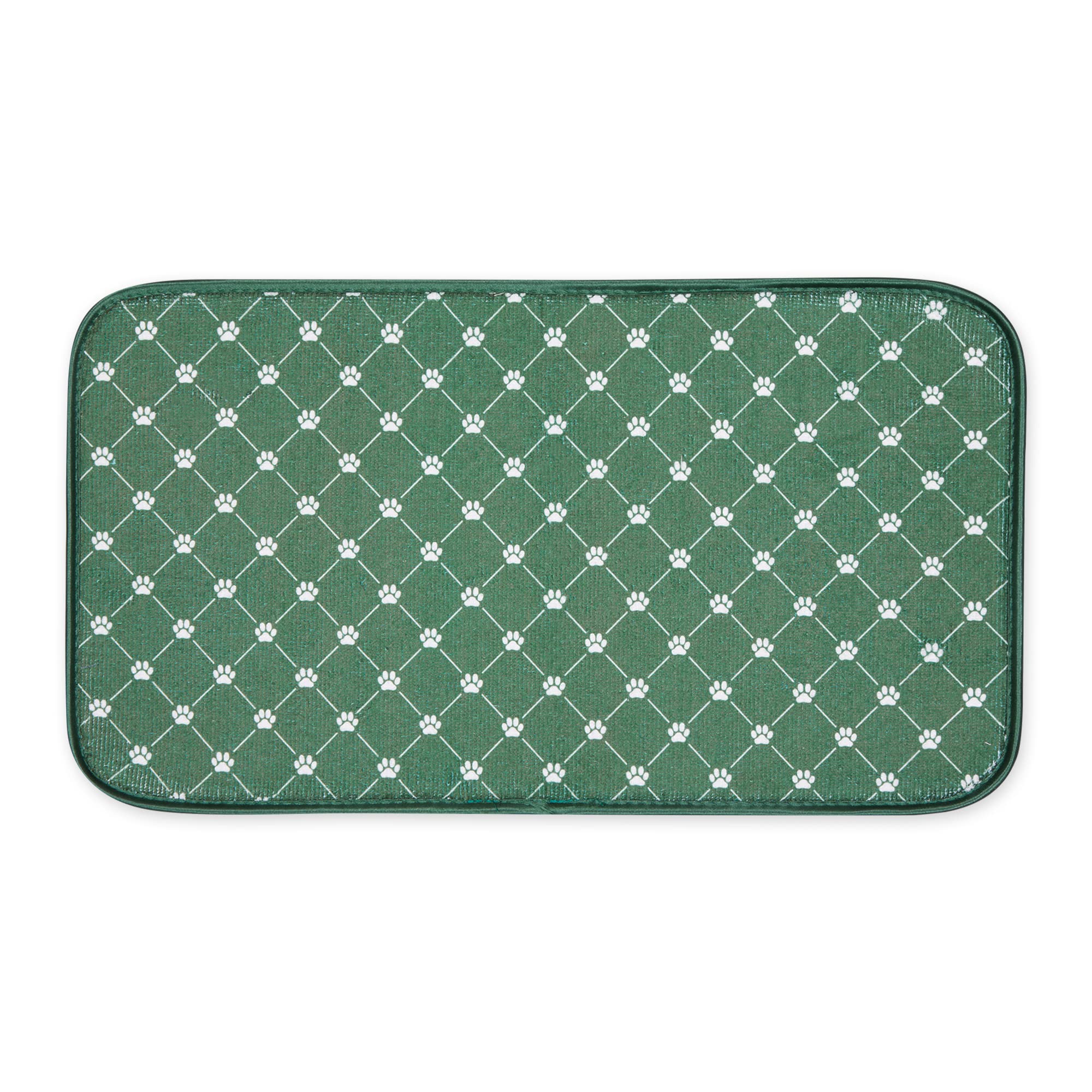 Bone Dry Machine Washable, Ultra Absorbent Pet Mat, 10x18, Hunter Green Trellis Print