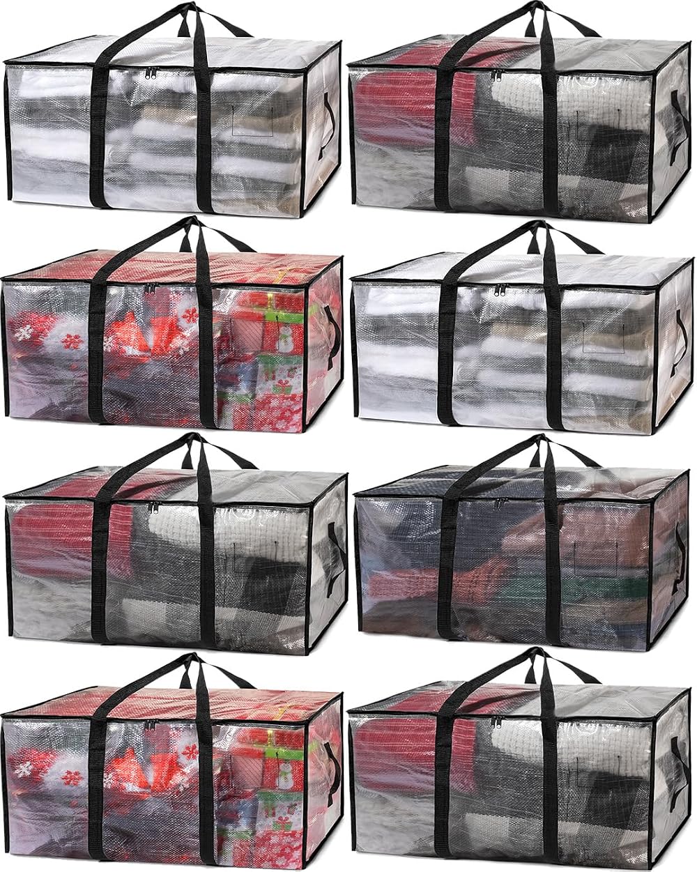 ClearSpace Oversized Storage Bags Large 8 Pack with Straps Zippers Handles