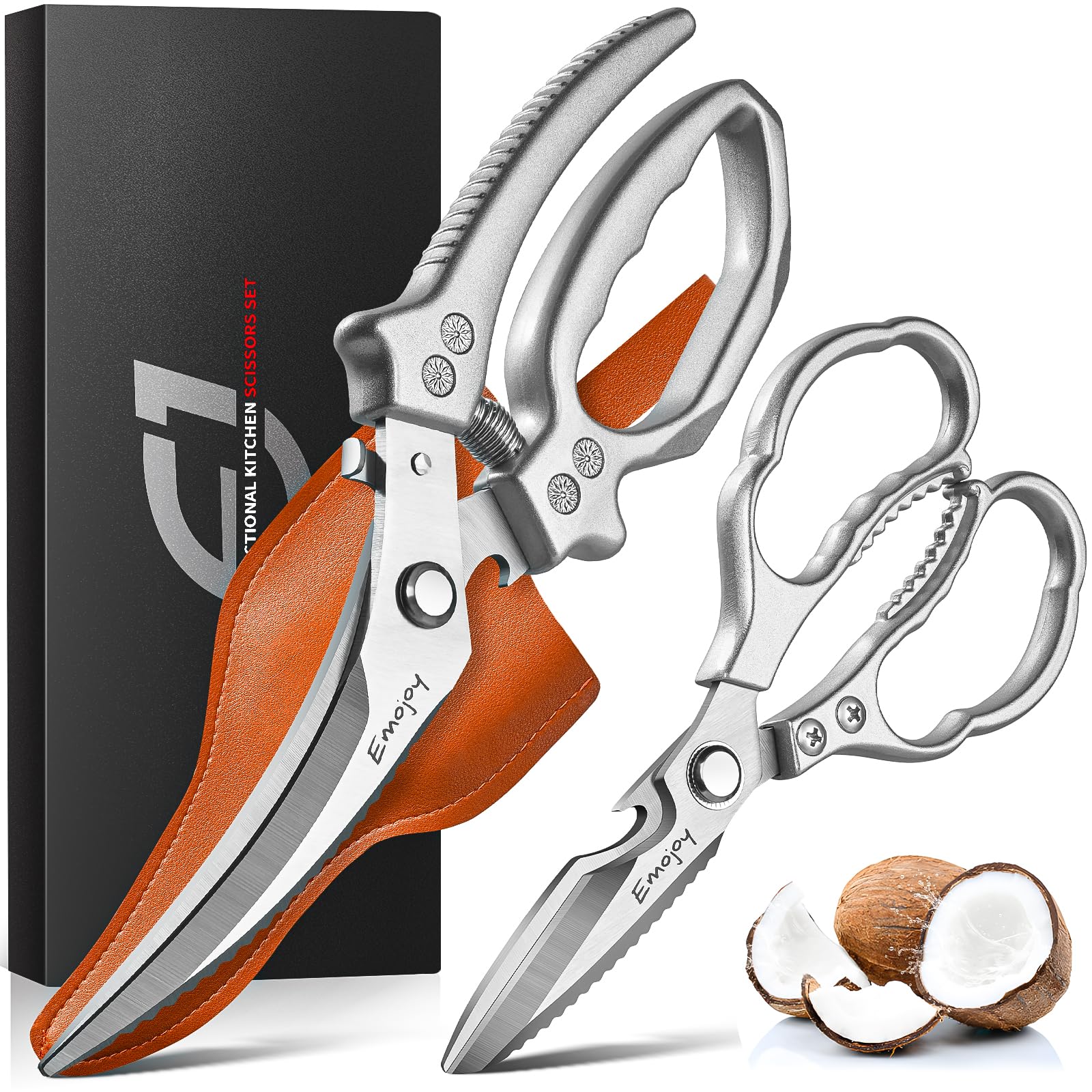 Photo 1 of Emojoy 3-Piece Kitchen Scissors Set with Poultry Shears, Japanese Stainless Steel Kitchen Shear, All Purpose Scissor for Food, Chicken Bones, Dishwasher Safe