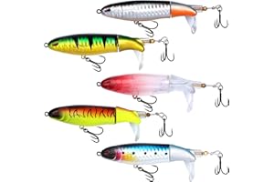 EXAURAFELIS 𝗘𝗫𝗔𝗨𝗥𝗔𝗙𝗘𝗟𝗜𝗦 5PCS Fishing Lures Whopper Plopper Lure WhopperLures Kit Plopping Bass Lure Floating Pencil BassBait Topwater Fishing Lures withTackle Box