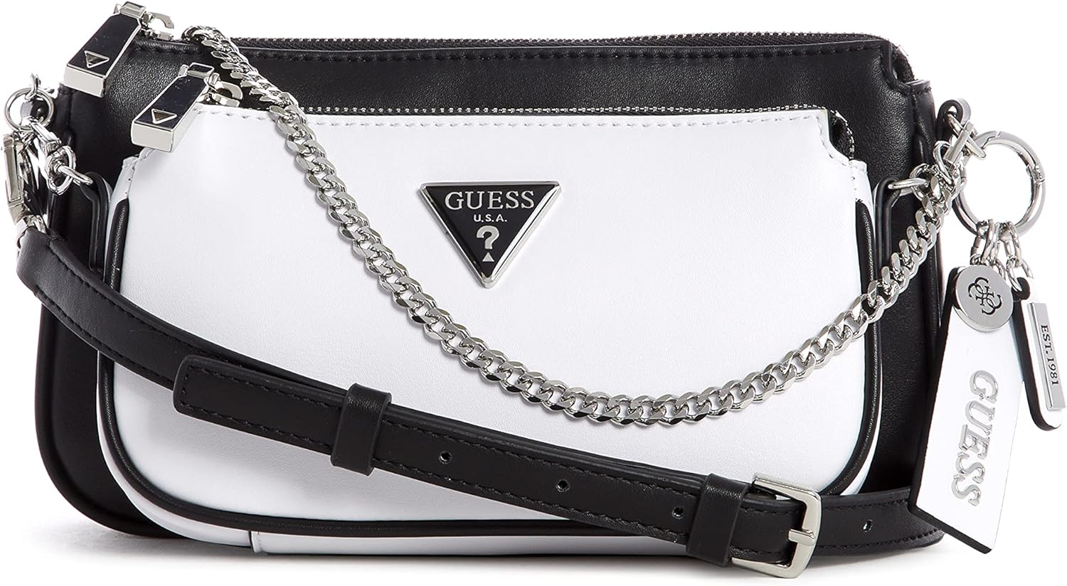 GUESS Arie Double Pouch Crossbody, Black Multi Amazon.co.uk Shoes & Bags