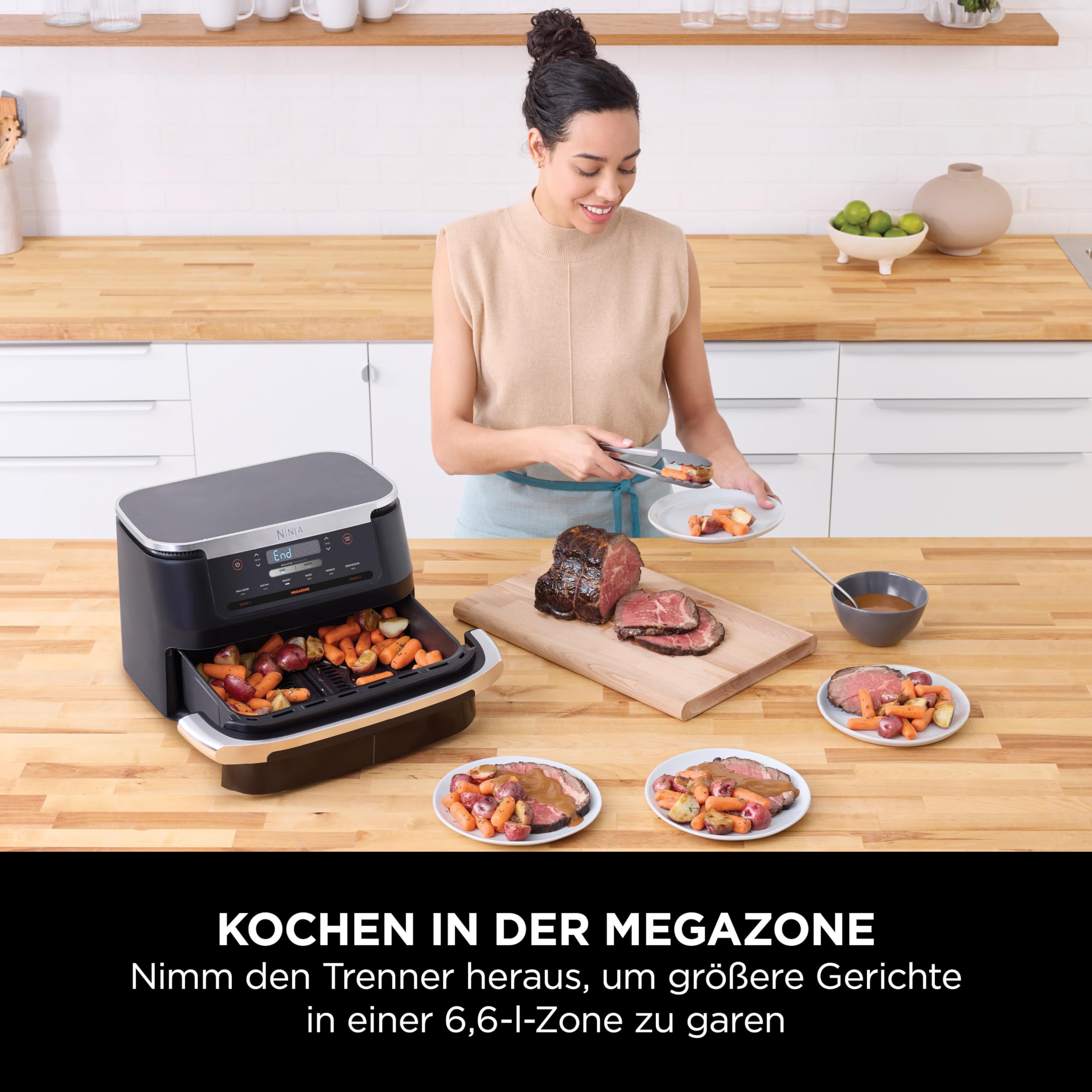 Ninja FlexDrawer Heißluftfritteuse (6 Liter), Dual Zone Air Fryer AF550EU 3