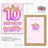 Olivia Samuel 20 Pack 10th Birthday Invitations Pink Gold Glitter Ready to view 2