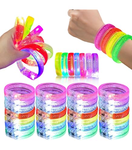 Paquete de 30 pulseras con luz LED que brillan en la oscuridad, suministros de fiesta de Halloween, coloridos brazaletes intermitentes, juguetes iluminados, regalos de cumpleaños, bolsas de golosinas