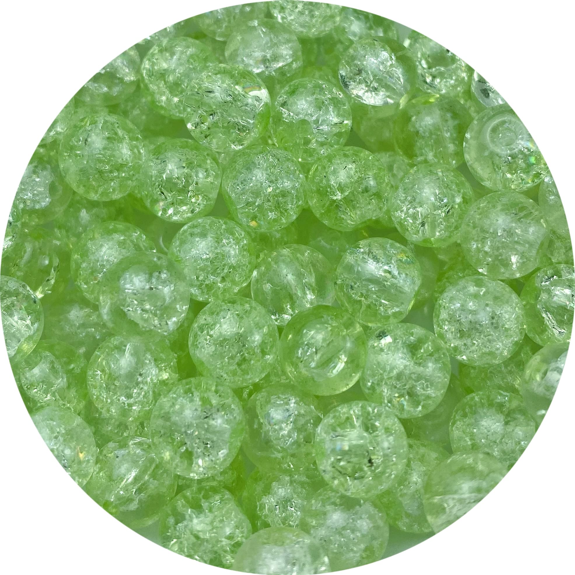 Photo 1 of 100pcs Crackle Glass Beads 8mm Round Crystal Glass Spacer Crafts Beads for Jewelry Making Necklace Bracelet Earrings DIY Crafts(Light Green)