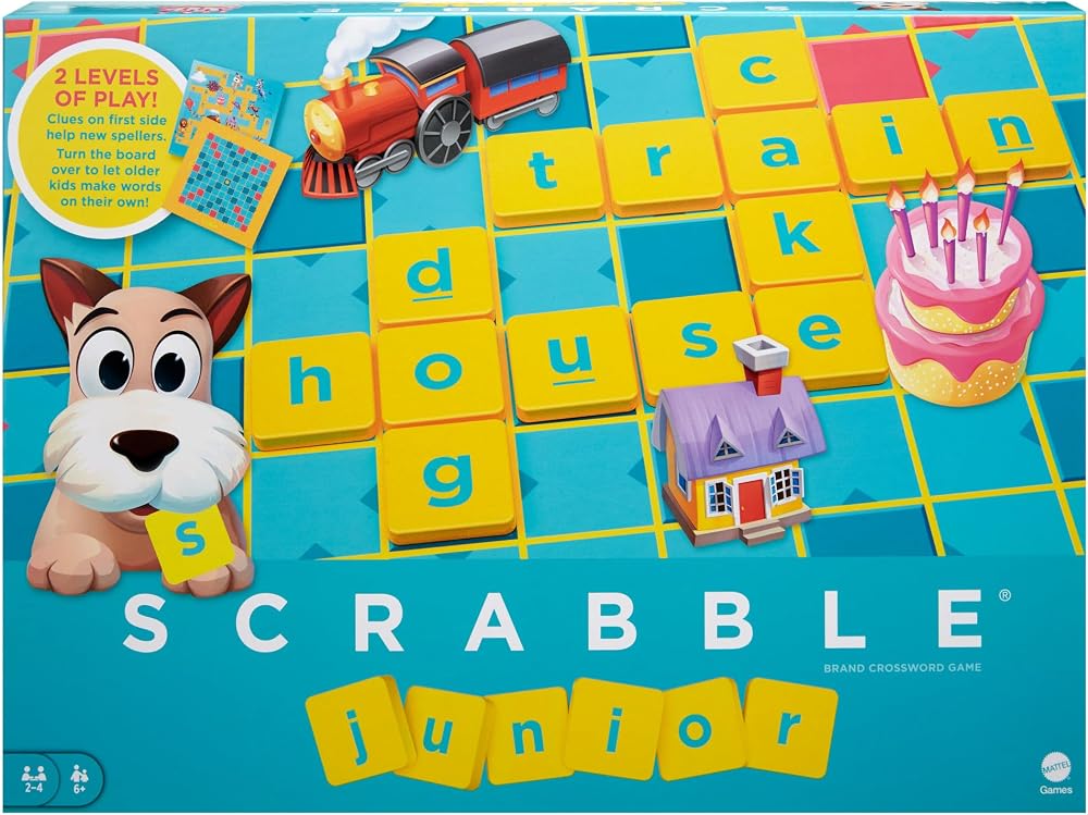 Mattel Scrabble Junior English Version Family Word Game 2-4 Players 6-10