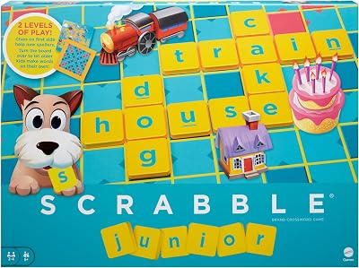 Mattel Scrabble Junior English Version Family Word Game 2-4 Players 6-10