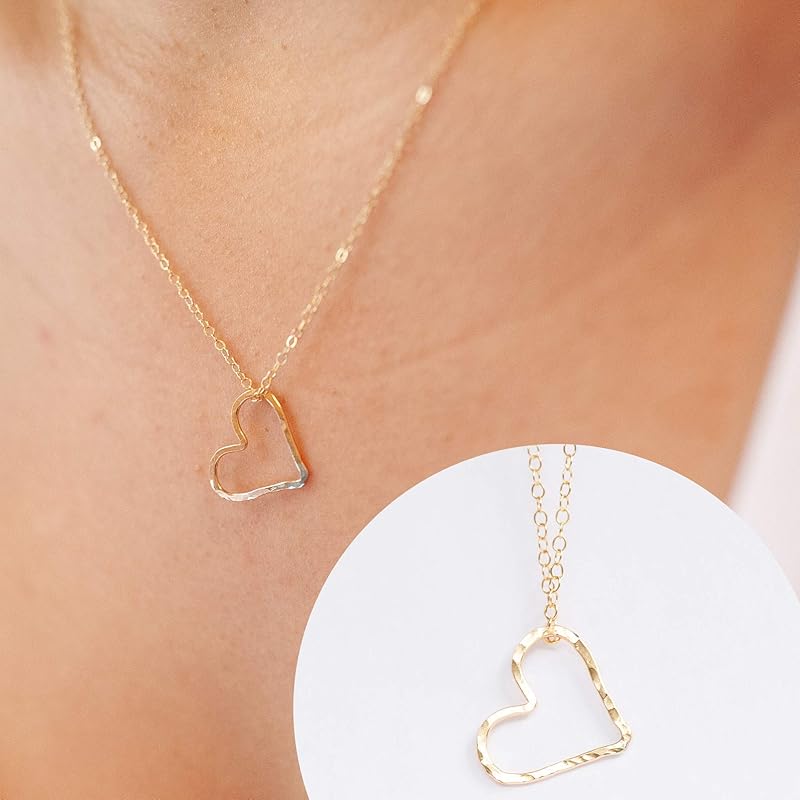 14k Gold Filled Open Floating Heart Pendant with 18 inch