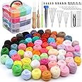 ZXIIXZ 72 Colors Wool Felting Kit, Needle Felting Starter Kit for Beginners, Wool Roving Kit with Felting Needles, Felting Pa