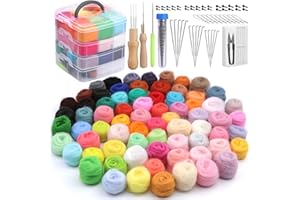 ZXIIXZ 72 Colors Wool Felting Kit, Needle Felting Starter Kit for Beginners, Wool Roving Kit with Felting Needles, Felting Pa