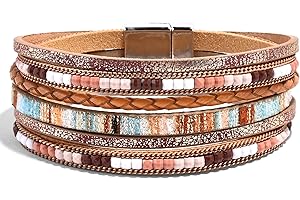 VIBILIA Boho Leather Wrap Bracelets for Women Multi-Layer Bracelets with Strong Clasp Jewelry for Women