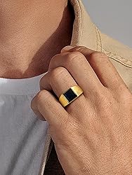 U7 Classic Men Signet Ring with Black Onyx