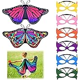 Coopay 9 Pieces Kids Butterfly Costume Fairy Butterfly Wings Masquerade Masks Halloween Girls Dress Up Pretend Play
