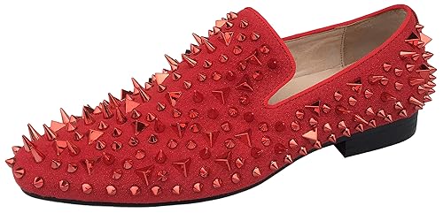 Men's Leather Loafers Spikes Slippers Dress Shoes Slip-on Flats Long Rivet  Party Shoes Black/Gold/Red (13 M US, Red) in Kenya | Whizz Loafers &  Slip-Ons