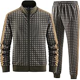 Men's Track Suits 2 Piece Stand-up Collar Long Sleeve with Double Side Pockets Jacket and Sweatpants