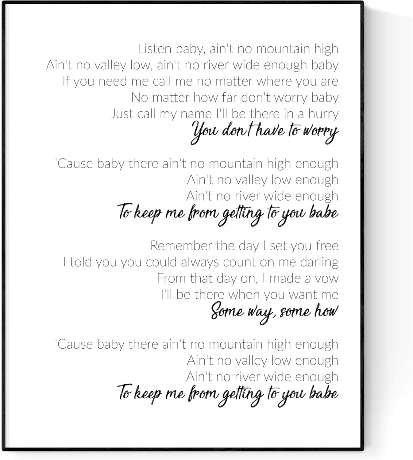 Amazon Com Ain T No Mountain High Enough Lyrics Marvin Gaye Tammi Terrell Music Art Print 16x20 Posters Prints