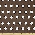 Lunarable Brown Fabric by The Yard, Nostalgic White Polka Dots on Dark Background Contrast Classic Vintage Elements, Stretch Knit Fabric for Clothing Sewing and Arts Crafts, 3 Yards, Dark Brown White