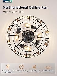 LEDIARY 16in Caged Fandelier Ceiling Fan with