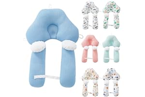 TUYEDOQE Adjustable Toddler Pillow, Portable Baby Travel Pillow, Baby Head Pillow, Soft and Breathable Ergonomic Design Neck Pillow (Pure Blue)