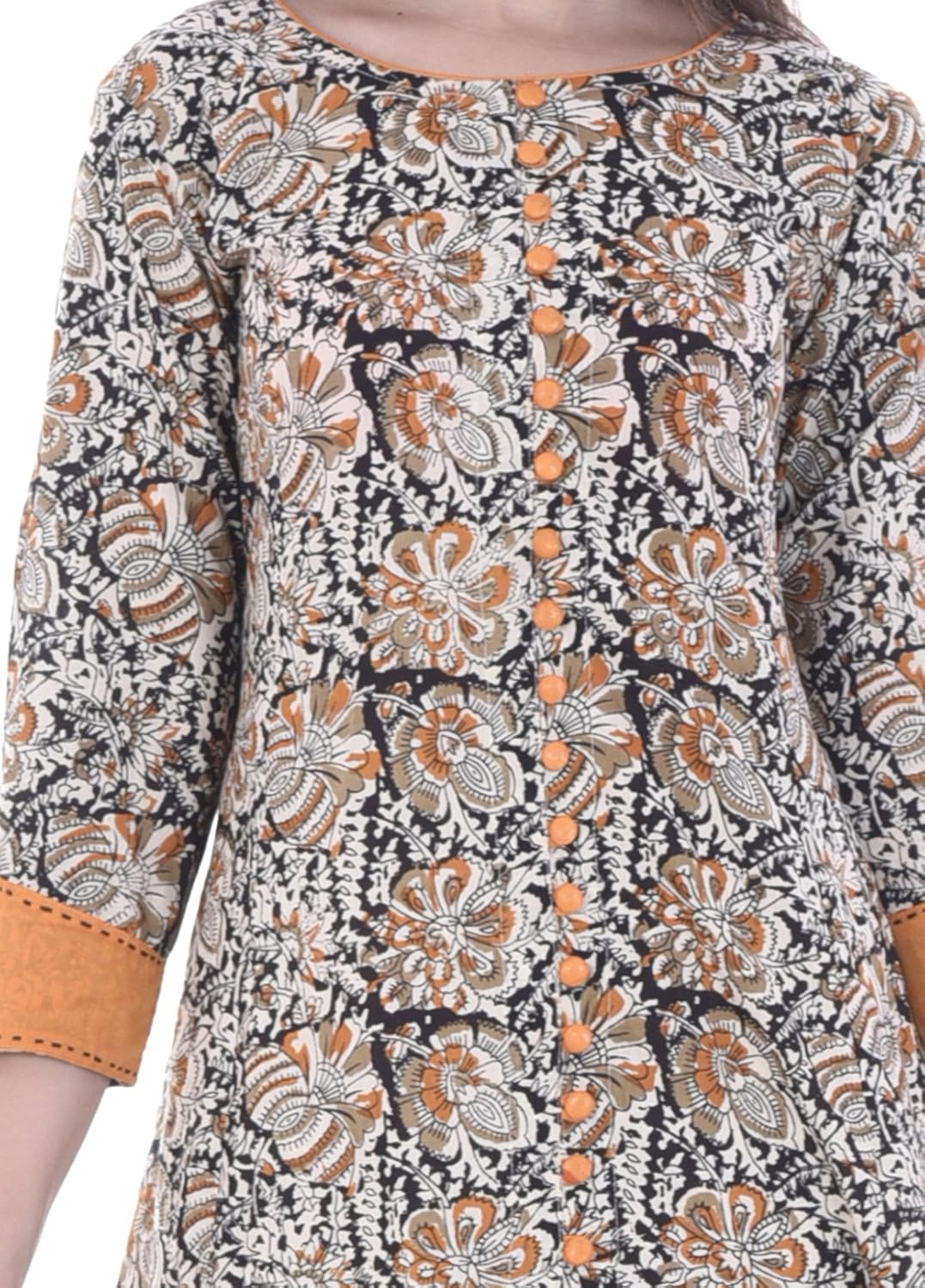 yash gallery women's cotton anarkali kalamkari print kurti(multi)