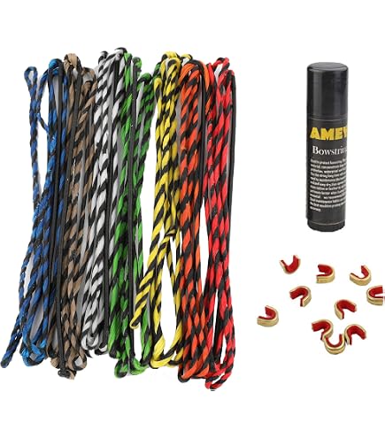 Corde D'Arc Recurve Traditionnelle AMO 66" (157,5 Cm) - 16 Brins, 2 Encoches Laiton, Protège-Doigts Silicone