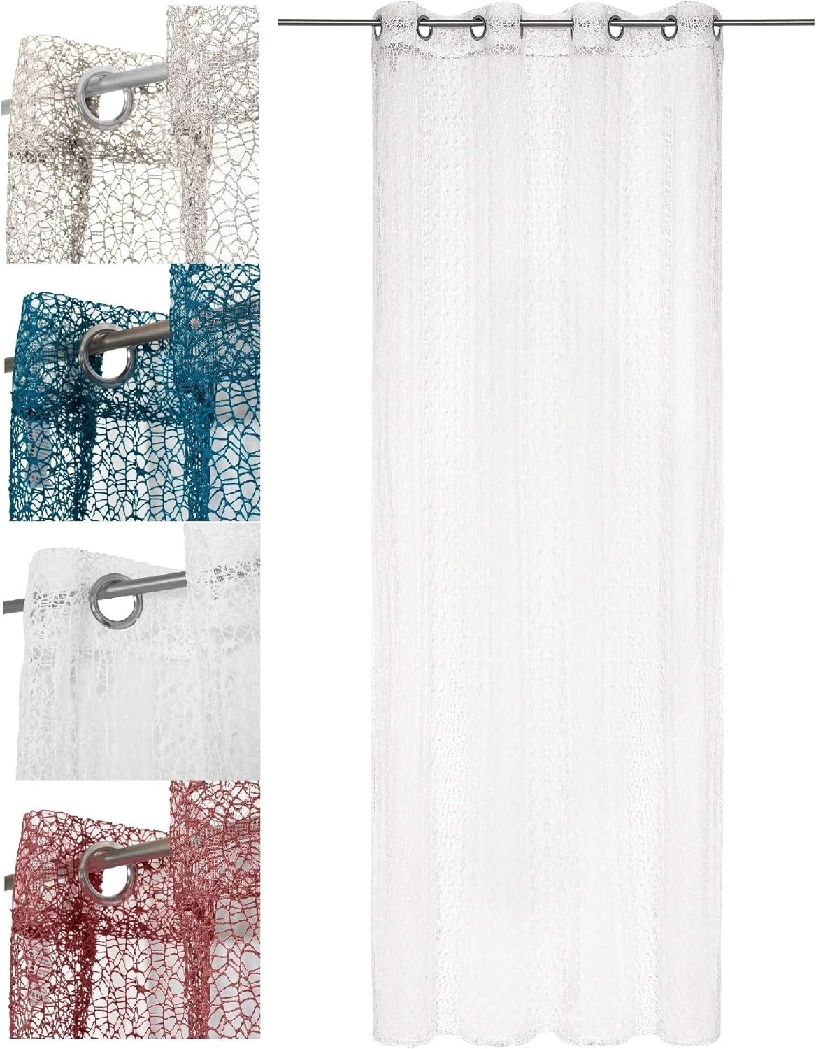 Amazon De Wometo Vorhang Gardine Schal In Osen Netz Strick Optik 140x245 Cm Rosa Einfarbig