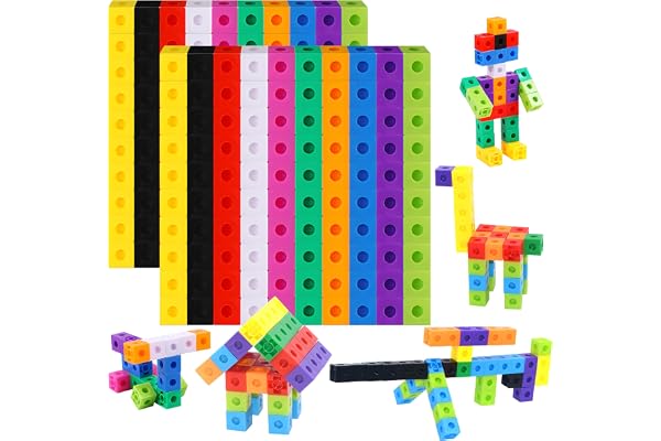 200PCS Math Linking Cubes, Manipulative Connecting and Counting Snap Blocks for Early Math and Construction, Educational Toy