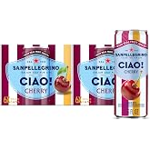 Sanpellegrino CIAO Cherry sparkling water, real fruit juice, 24 Pack | Rooted in Italian heritage, this sparkling water has real fruit juice, 0g added sugar, and 10 calories per can. 24 pack.