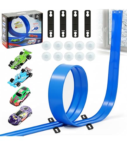 Piste de Course Enroulable pour Enfants, Rampe de Course Longue Flexible avec 12 Ventouses, Kit de Piste de Course Portable Flexible Enroulable Adapté aux Jeux Intérieurs et Extérieurs Piste de Course Enroulable pour Enfants, Rampe de Course Longue Flexible avec 12 Ventouses, Kit de Piste de Course Portable Flexible Enroulable Adapté aux Jeux Intérieurs et Extérieurs