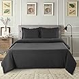 Lux Decor Collection Duvet Cover - 3 Pc King Duvet Cover Set - Soft Microfiber Zipper Closure Bedding - Comforter Cover with Matching Pillow Shams (King/California King, Dark Grey)…