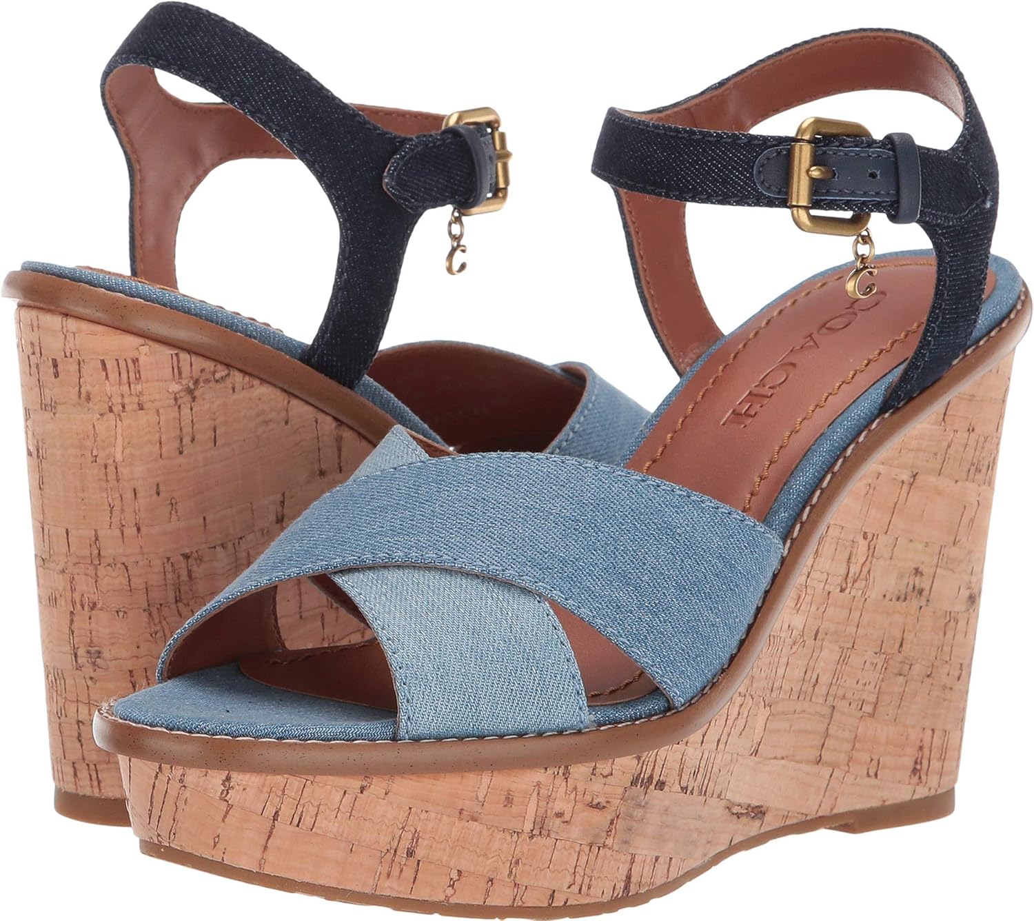 coach cross band high wedge sandal