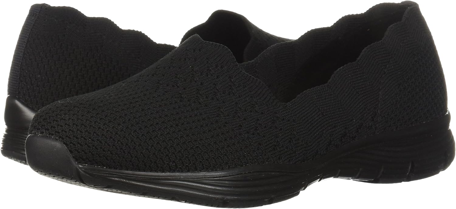 | Skechers Women's Seager-Stat-Scalloped Collar, Engineered Skech-Knit Slip-on-Classic Fit Loafer | Loafers & Slip-Ons