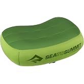 Sea to Summit Aeros Premium Inflatable Pillow, Regular, Lime | Ultralight inflatable travel pillow with a memory foam top layer and soft stretch-knit exterior brings comfort anywhere