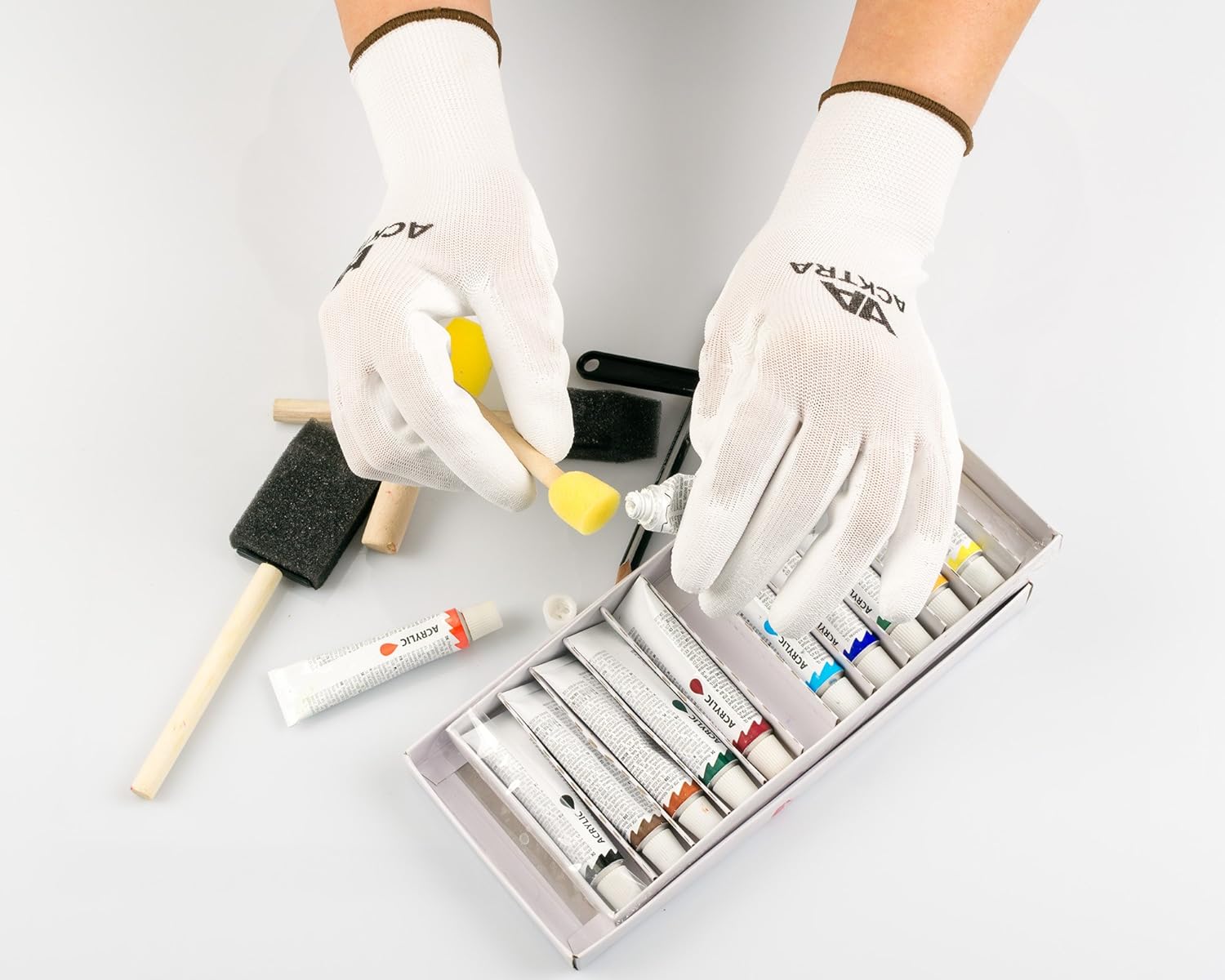 ACKTRA Ultra-Thin PU Safety WORK GLOVES 12 Pairs, WG002 White / White, X-Small: Clothing